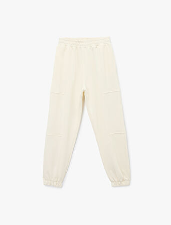 Pamuklu Yüksek Bel Dikiş Detaylı Cepli Jogger Eşofman Altı