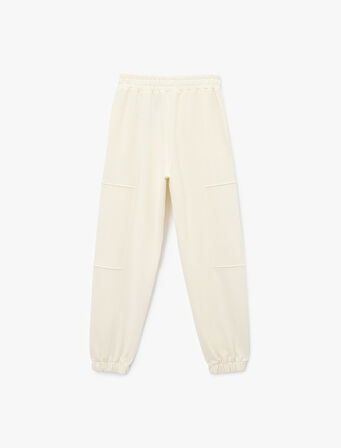 Pamuklu Yüksek Bel Dikiş Detaylı Cepli Jogger Eşofman Altı