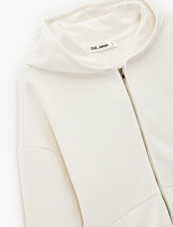 Kapüşonlu Slim Fit Fermuarlı Korse Detaylı Crop Hırka