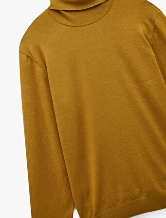 Uzun Kollu Viskon Karışımlı Balıkçı Yaka Triko Kazak