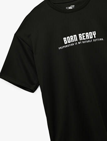 Kısa Kollu Bisiklet Yaka Baskılı Oversize Spor Tişört