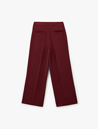 Kemer Detaylı Bilek Boy Geniş Paça Krep Palazzo Pantolon