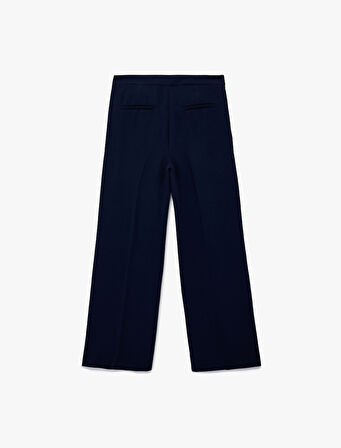 Kemer Detaylı Bilek Boy Geniş Paça Krep Palazzo Pantolon