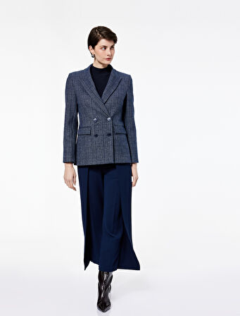 Kemer Detaylı Bilek Boy Geniş Paça Krep Palazzo Pantolon