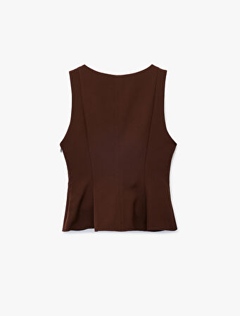 Bisiklet Yaka Kolsuz Peplum Bluz