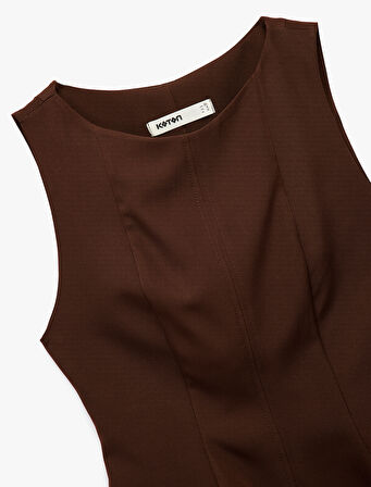 Bisiklet Yaka Kolsuz Peplum Bluz