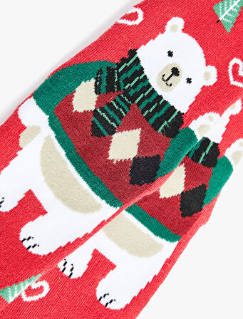 Kalın Pamuklu Yılbaşı Temalı Soket Çorap