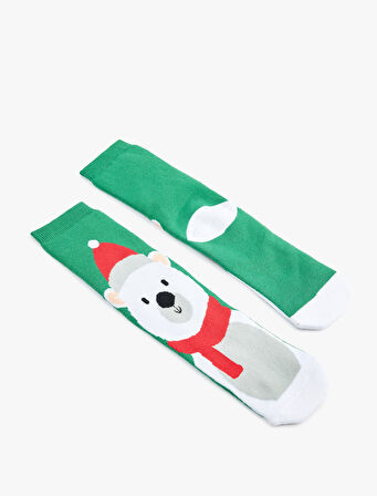 Pamuklu Yılbaşı Temalı Kalın Soket Çorap