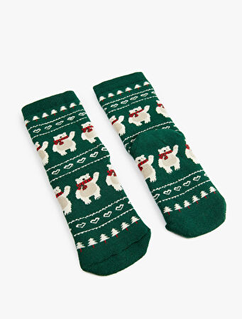 Pamuklu Yılbaşı Temalı Soket Havlu Çorap