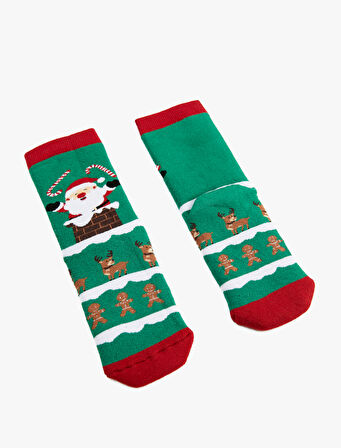 Yılbaşı Baskılı Pamuklu Havlu Soket Çorap