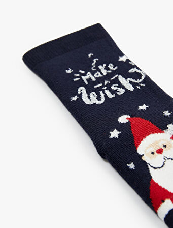 Yılbaşı Baskılı Pamuklu Havlu Soket Çorap