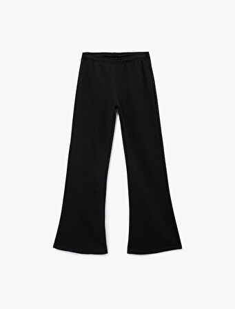 Pamuklu Beli Lastikli Yıldız İşlemeli Geniş Paça Eşofman Altı