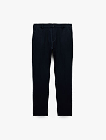 Regular Fit Viskon Karışımlı Cepli Düğmeli Kumaş Pantolon