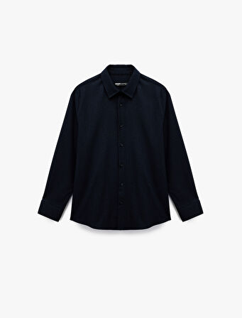 Regular Fit Viskon Karışımlı Klasik Yaka Uzun Kollu Gömlek