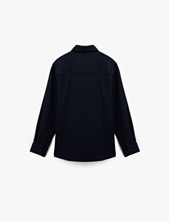 Regular Fit Viskon Karışımlı Klasik Yaka Uzun Kollu Gömlek