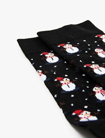 Kardan Adam Desenli Soket Çorap