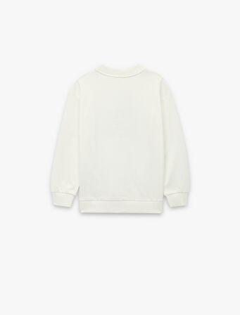 Pamuklu Atatürk Baskılı Bisiklet Yaka Uzun Kollu Sweatshirt