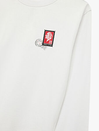 Uzun Kollu Bisiklet Yaka Atatürk Baskılı Pamuklu Tişört