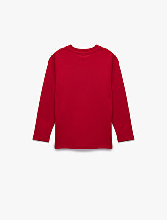 Pamuklu Uzun Kollu Bisiklet Yaka Cumhuriyet Baskılı Tişört