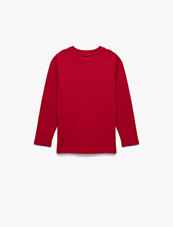 Pamuklu Uzun Kollu Bisiklet Yaka Cumhuriyet Baskılı Tişört