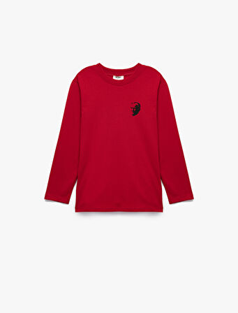 Pamuklu Uzun Kollu Bisiklet Yaka Atatürk Baskılı Tişört