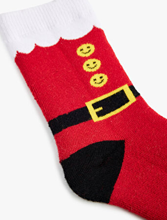 Noel Baba Detaylı Pamuklu Havlu Çorap 