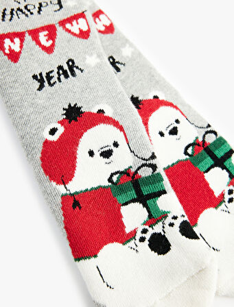 Yeni Yıl Temalı Pamuklu Havlu Çorap 