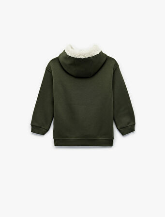 Uzun Kollu Baskılı Kapşonlu Oversize Sweatshirt