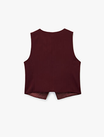 V Yaka Düğmeli Blazer Yelek