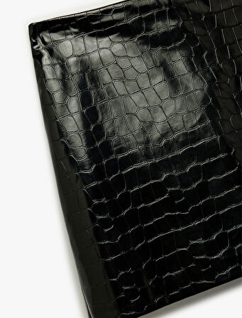 Kroko Görünümlü Suni Deri A Kesim Mini Etek