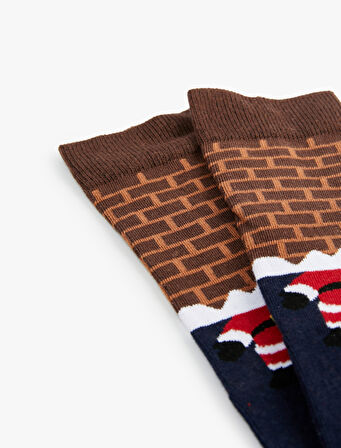Yılbaşı Temalı Pamuklu Soket Çorap