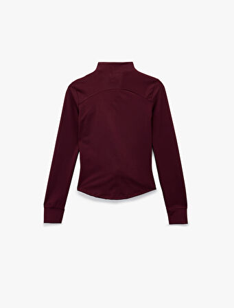 Slim Fit Uzun Kollu Dik Yaka Cepli Fermuarlı Spor Ceket