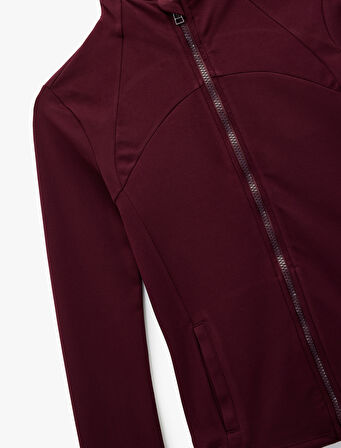 Slim Fit Uzun Kollu Dik Yaka Cepli Fermuarlı Spor Ceket