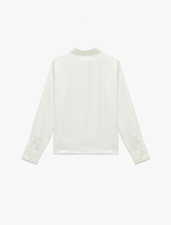 Bol Kalıp Düğmeli Klasik Yaka Uzun Kollu Saten Gömlek