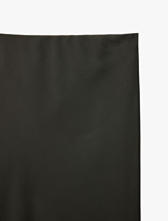 Regular Fit Midi Boy Saten Kloş Etek