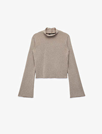 Slim Fit Uzun Çan Kollu Dik Yaka Bluz