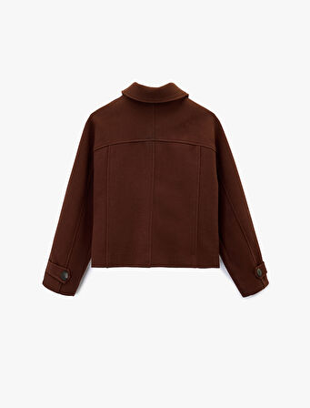 Uzun Kollu Klasik Yaka Düğmeli Cep Detaylı Ceket