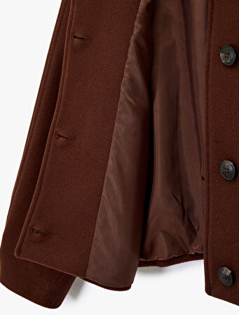 Uzun Kollu Klasik Yaka Düğmeli Cep Detaylı Ceket