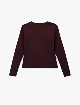 Düğmeli Uzun Kollu V Yaka Triko Hırka