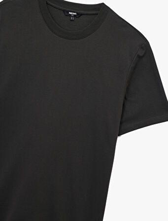 Kısa Kollu Bisiklet Yaka Tok Kumaş Regular Fit Pamuklu Tişört