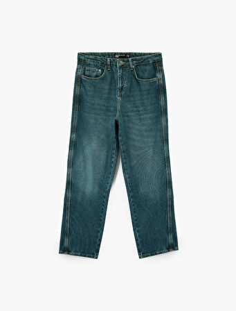 Oversize Cepli Pamuklu Normal Bel Bol Baggy Jean Pantolon