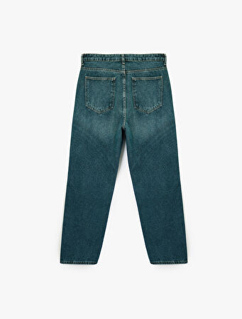 Oversize Cepli Pamuklu Normal Bel Bol Baggy Jean Pantolon