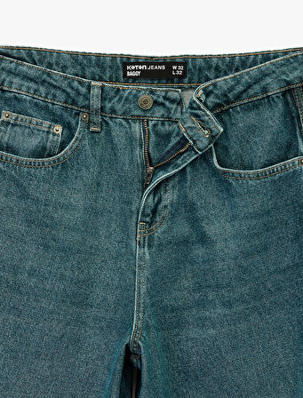 Oversize Cepli Pamuklu Normal Bel Bol Baggy Jean Pantolon
