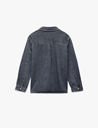 Pamuklu Regular Fit Uzun Kollu Klasik Yaka Jean Gömlek Ceket