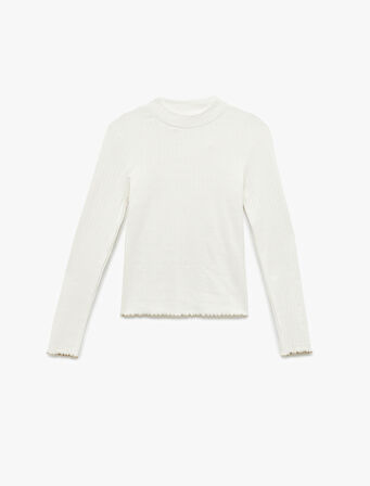 Pamuklu Uzun Kollu Hafif Dik Yaka Slim Fit Tişört