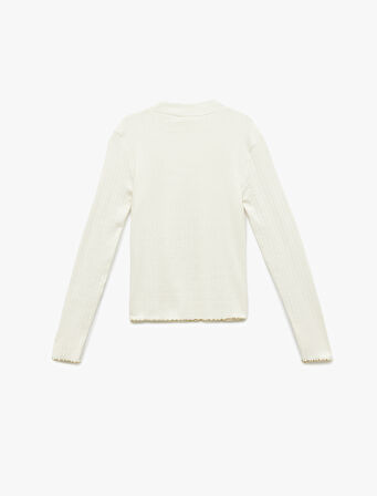 Pamuklu Uzun Kollu Hafif Dik Yaka Slim Fit Tişört