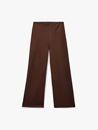 Slim Fit Düz Geniş Paça Kumaş Pantolon