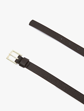 Metal Tokalı Suni Deri Basic İnce Kemer