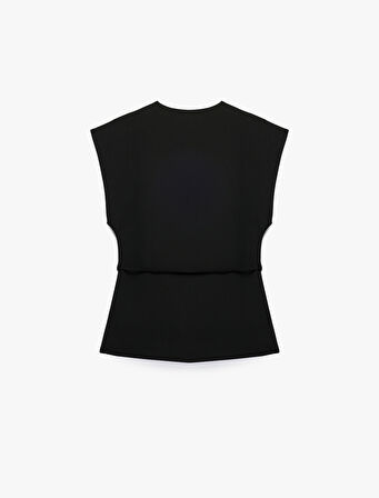 V Yaka Bağlama Detaylı Kruvaze Yelek