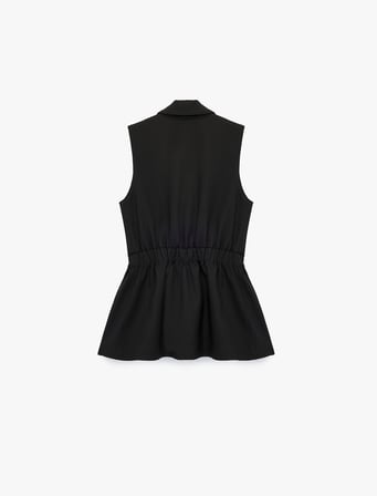 Kruvaze Yaka Kolsuz Kemerli Blazer Yelek